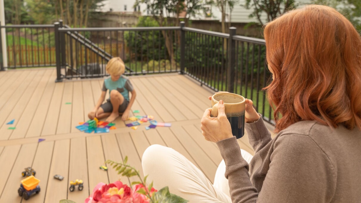 family enjoying their deck